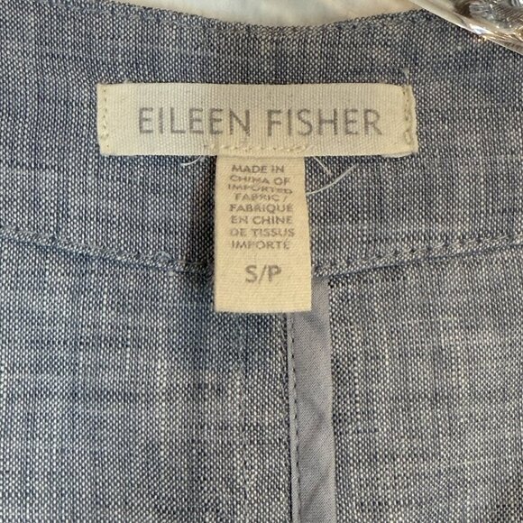 Eileen Fisher Linen Jacket Gray Blue Cardigan Lagenlook Capsule Classic Small - Picture 5 of 11